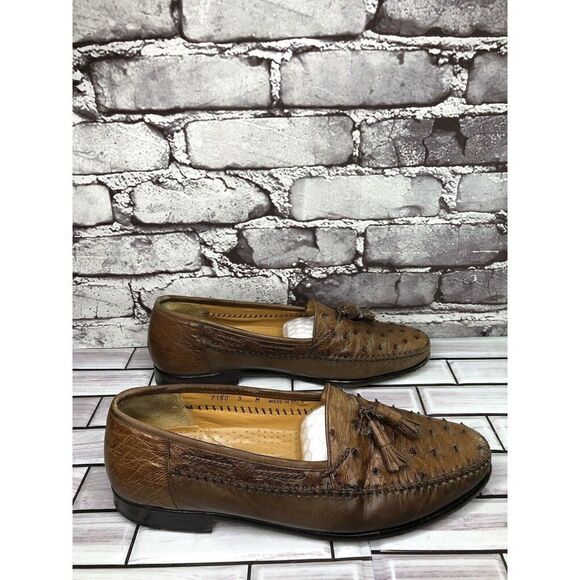 Magnanni Tobacco Ostrich Brown Leather Tassel Dress Loafers Men’s Sz 9M US/42EU main image 14